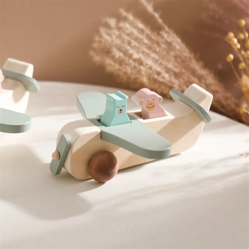 Promote Creativity & Motor Skills - Wooden Montessori Airplane Plaything