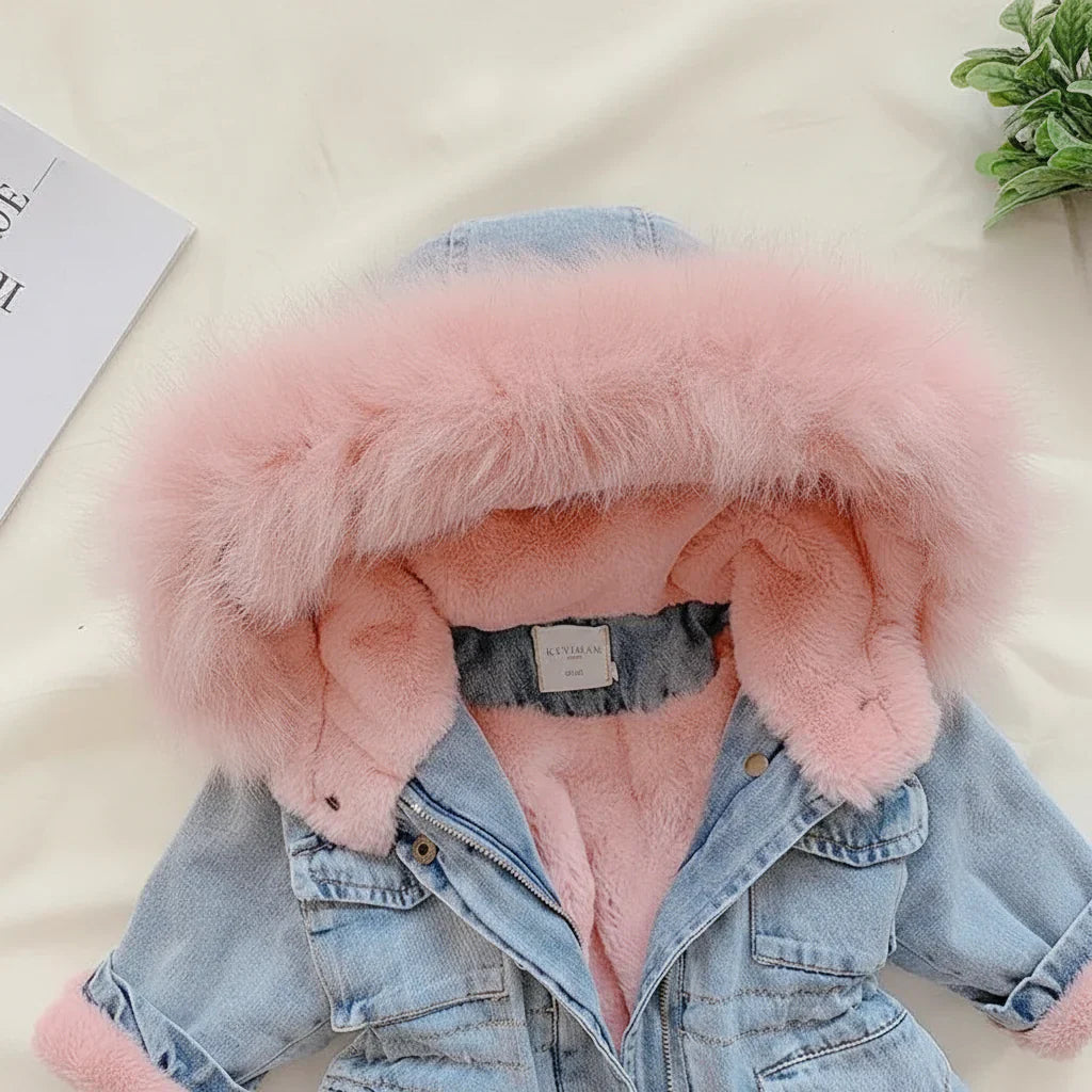 Denim Look – Winter Coat with Hood