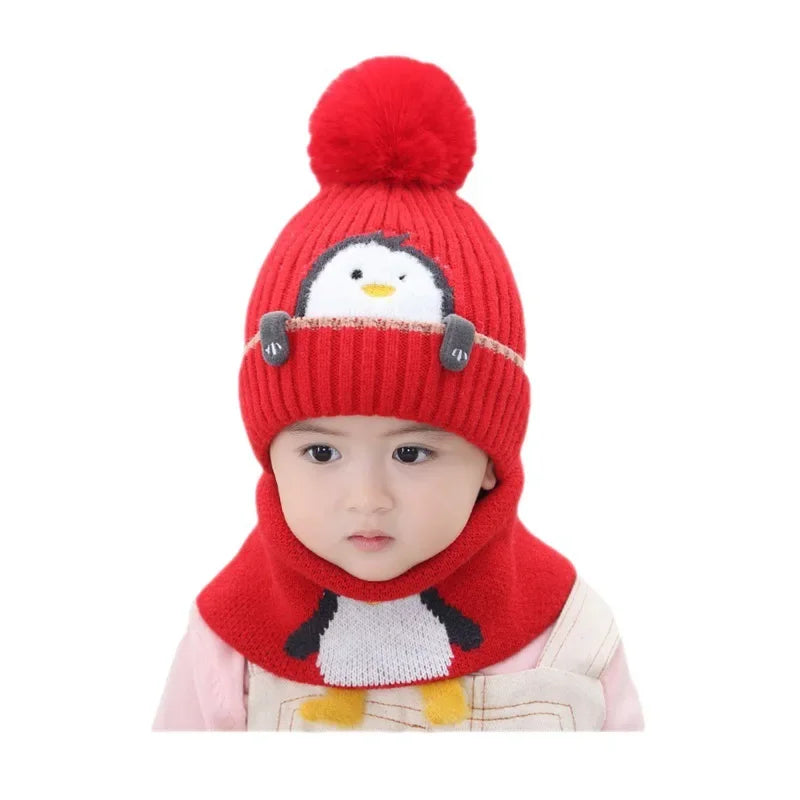 Cute Penguin Design - Children Hat & Scarf