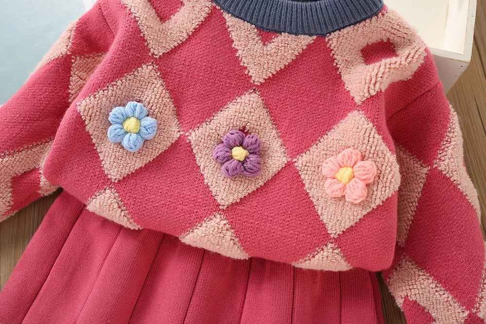 Wonderfully Warm - Vintage Knitted Pullover & Skirt