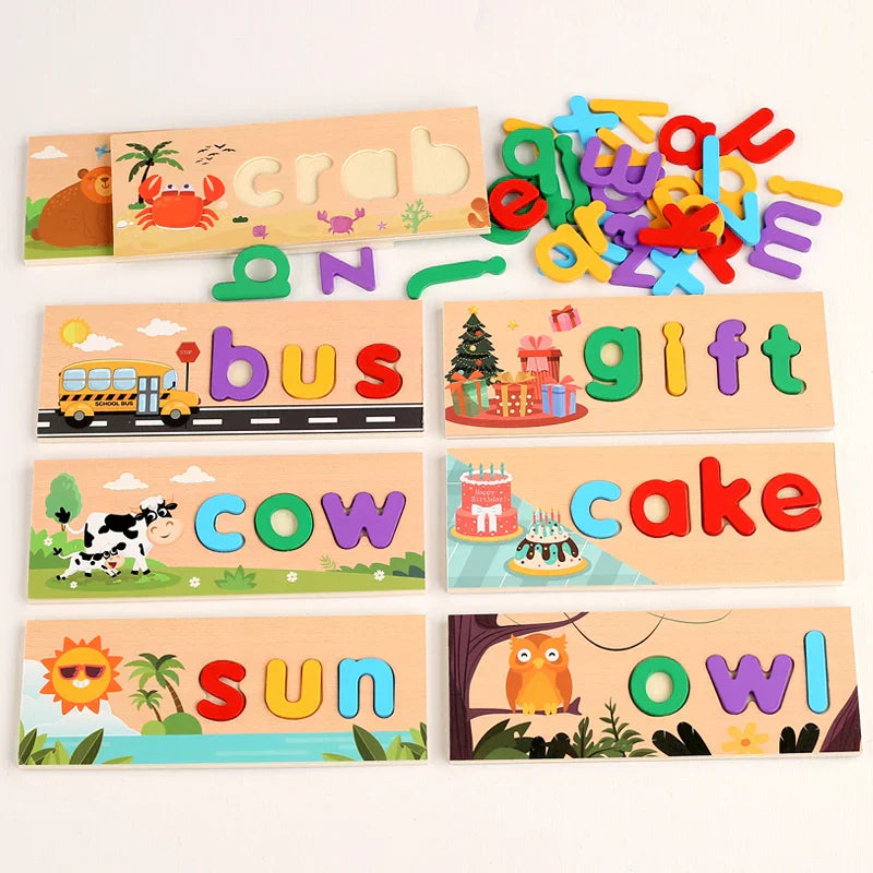 Learn English words – Wood Spelling Puzzle