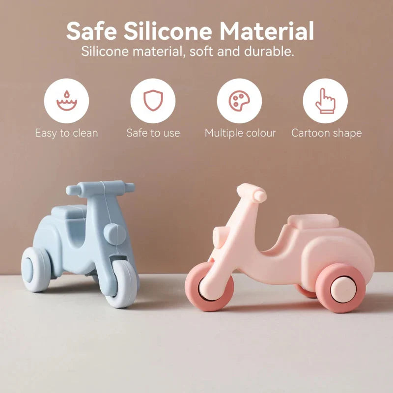 Safe & Teething-Friendly – Silicone Teething Plaything Vehicle
