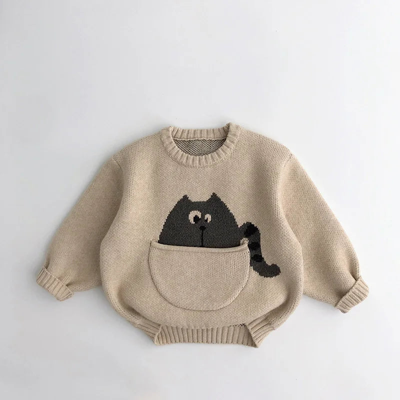 Cute Print with Pouch - Animal Sweater