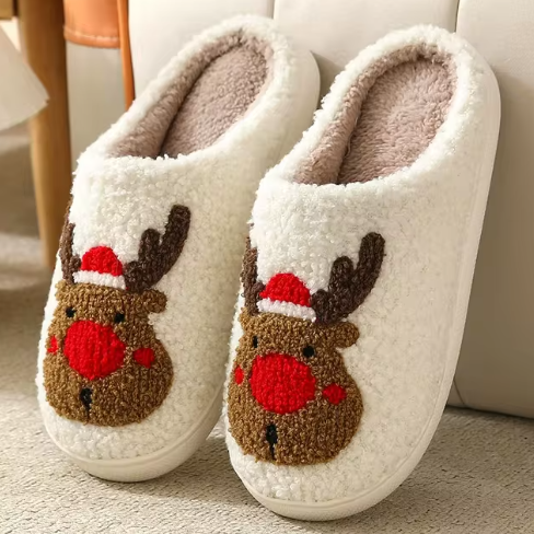 Northern Lights Children - Warm & Festive - Plush patterned Christmas slippers